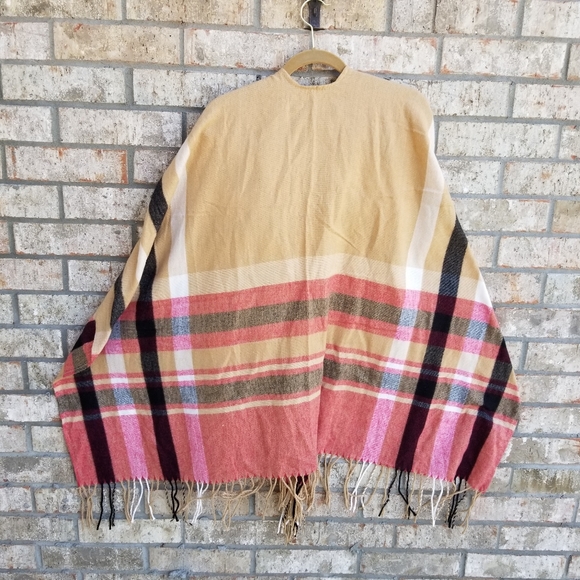 Plaid Shawl Wraps Sweater Poncho Open Front Blanket for Fall Winter OSFM - Picture 5 of 7